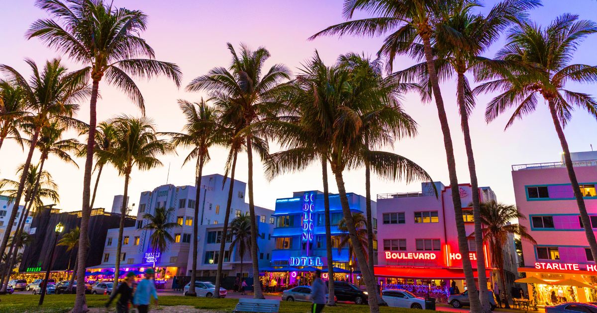 Miami beach florida at night